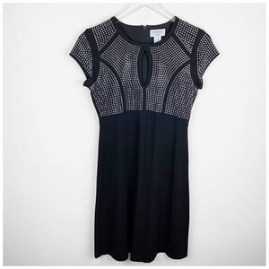 Carmen Marc Valvo Black Silver Stud Sheath‎ Dress S